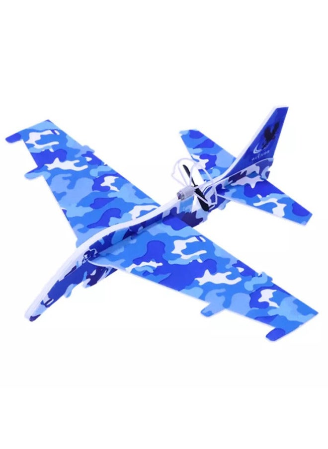 Internet Celebrity Children's Usb Rechargeable Electric Foam Hand Throwing Glide Aircraft Model Fighting Toy Plane-Color:Ordinary Blue Fighter  - Image 1