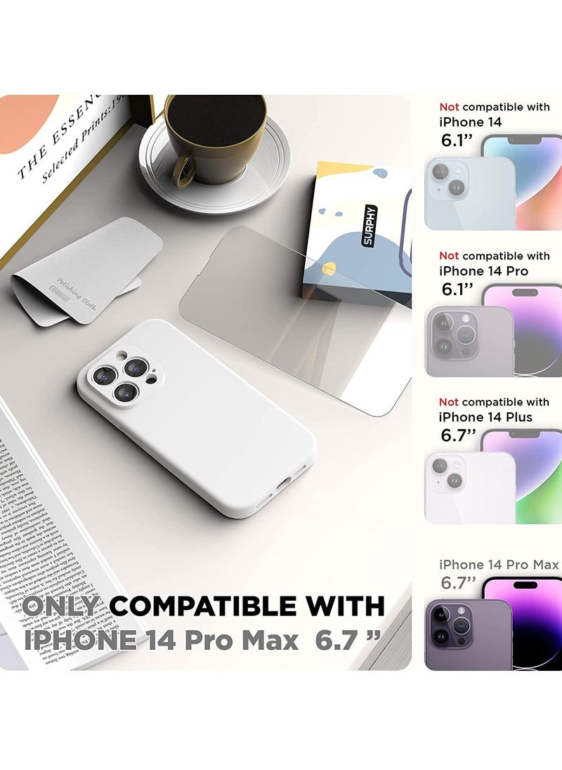 Raxoom Case Compatible with iPhone 14 Pro MAX with Screen Protector, Silicone Case with Camera Protection, Case Compatible with iPhone 14 Pro MAX 6.7" (White) - Image 2