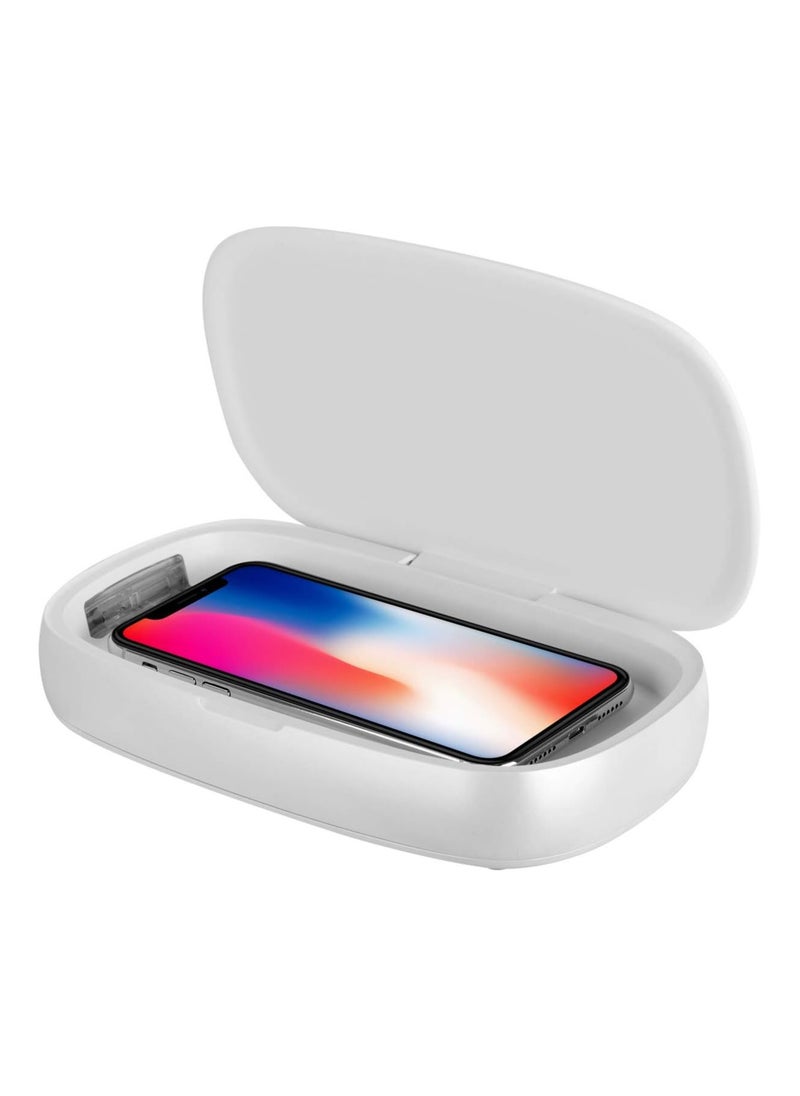 Momax - 3 in 1 Q.Power UV Box Sanitizer with Qi Fast Wireless Charger 10W and Aroma Diffuser - White - Image 1