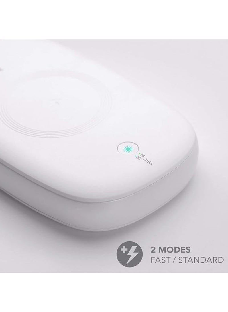 موماكس جهاز تعقيم 3 في 1 Q.Power UV Box مع شاحن لاسلكي سريع Qi بقوة 10 وات وناشر رائحة - أبيض  - Image 5