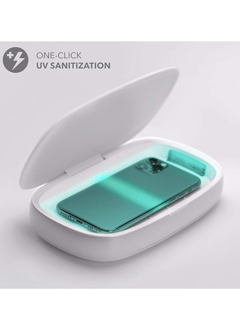 موماكس جهاز تعقيم 3 في 1 Q.Power UV Box مع شاحن لاسلكي سريع Qi بقوة 10 وات وناشر رائحة - أبيض  - Image 3