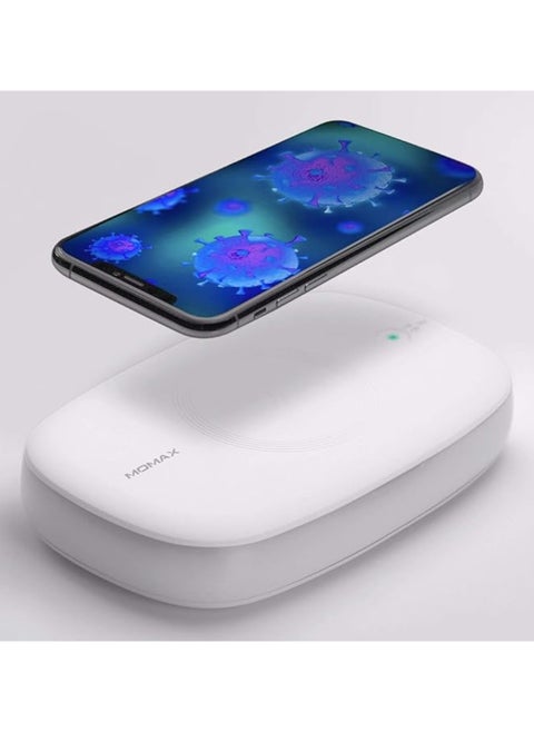 3 in 1 Q.Power UV Box Sanitizer with Qi Fast Wireless Charger 10W and Aroma Diffuser - White