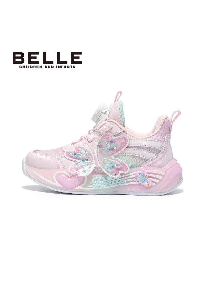 Belle Kids Sports Shoes Spring Autumn Running Shoes Light-up Shoes Boys Girls Soft Sole Casual Shoes Pink Size 29 - Image 5