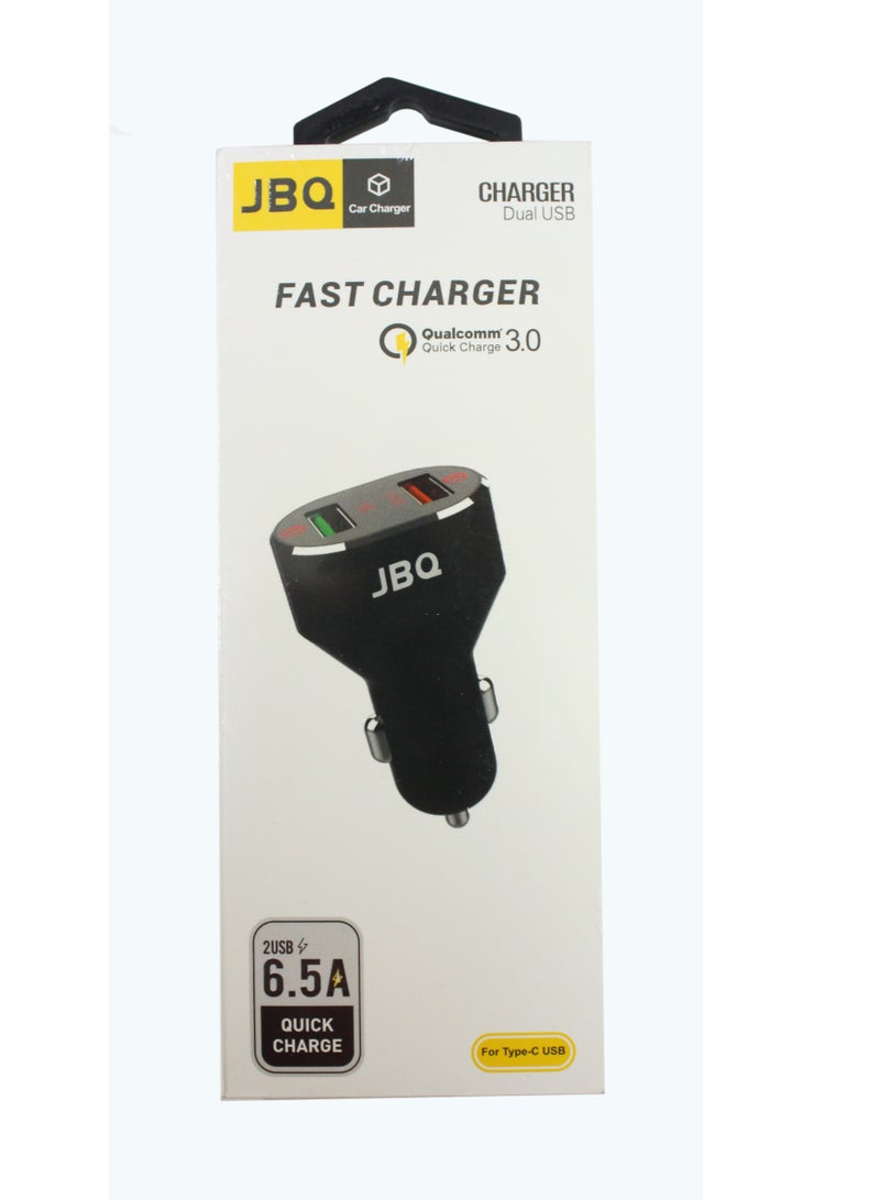 JBQ DUAL USB CAR FAST CHARGER 6.5A QUICK CHARGE