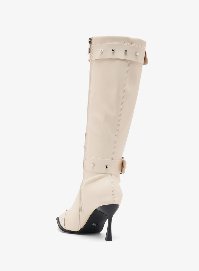Ginger Pointed Toe Stiletto Heel Biker Boots
