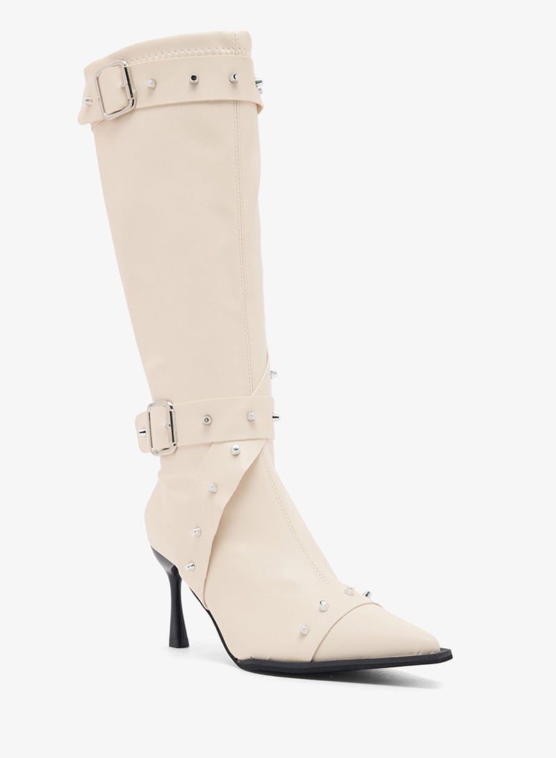Ginger Pointed Toe Stiletto Heel Biker Boots - Image 3