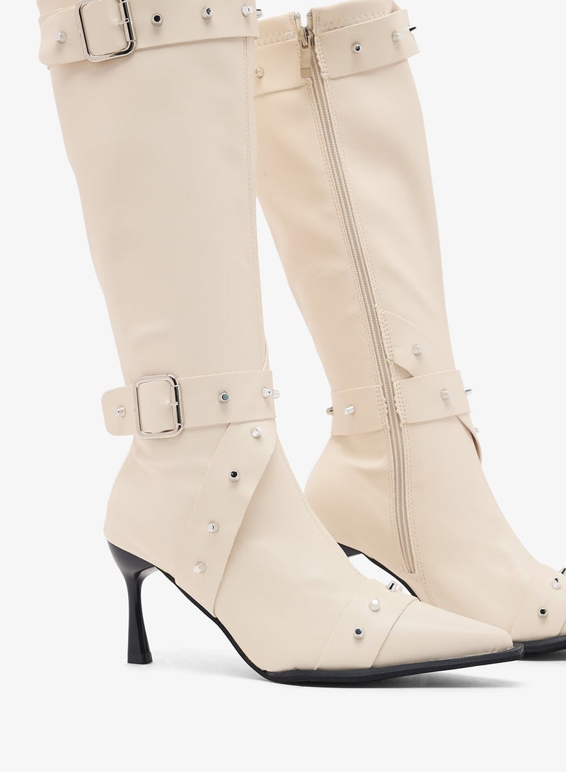 Ginger Pointed Toe Stiletto Heel Biker Boots - Image 5