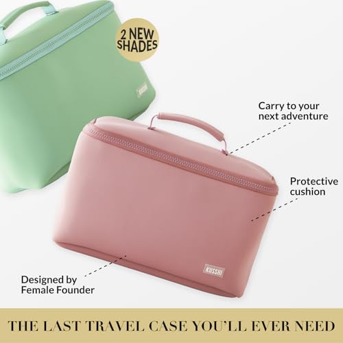 KUSSHI Neoprene Train Case Makeup Bag - Washable Makeup Travel Bag & Vanity Case for Stress Free Travel (Large, Mauve/Stone) - Image 5
