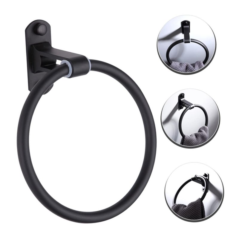 Wall Mounted Towel Holder Matte Black Space Saving Bathroom Kitchen Accessory Easy Install - Image 4