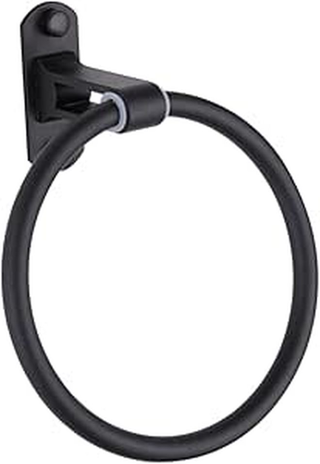 Wall Mounted Towel Holder Matte Black Space Saving Bathroom Kitchen Accessory Easy Install - Image 1