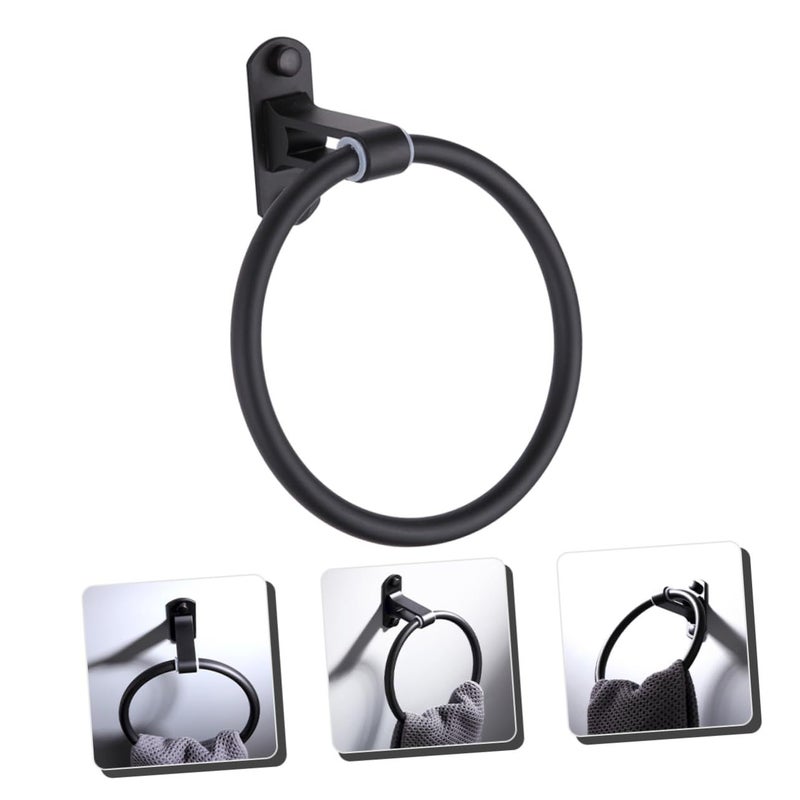 Wall Mounted Towel Holder Matte Black Space Saving Bathroom Kitchen Accessory Easy Install - Image 3