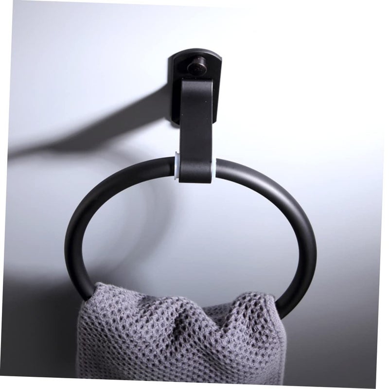 Wall Mounted Towel Holder Matte Black Space Saving Bathroom Kitchen Accessory Easy Install - Image 5