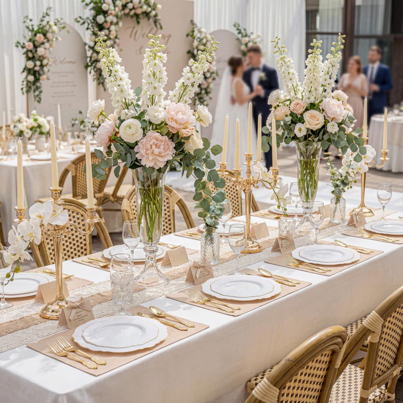 WDF 60pcs Gold Plastic Dinner Plates -10.25inch Baroque White and Gold Plates Fancy Plastic Plates for Upscale Bridal Shower & Wedding & Birthday - Image 4