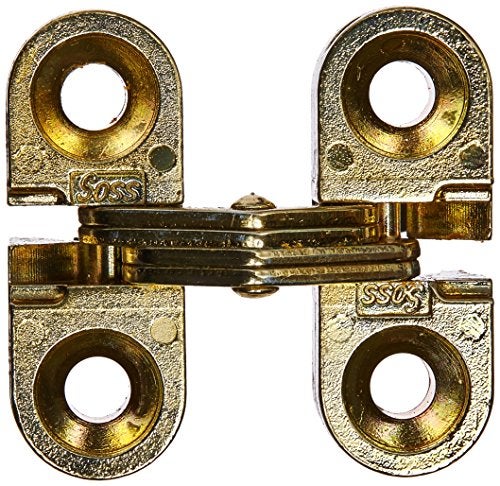 SOSS سوس - مفصلات مخفية مثبتة في الفتحة 100CUS4 مع 4 ثقوب، زنك، تشطيب نحاسي ساتيني، ارتفاع ورقة 1 بوصة، عرض ورقة 3/8 بوصة، سمك ورقة 15/32 بوصة، حجم برغي 5 × 3/4 بوصة (زوج واحد) - Image 1