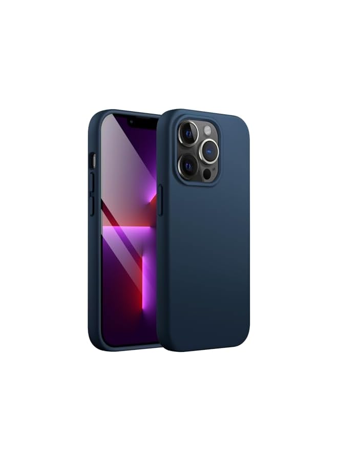 جي تيك حافظة JETech من السيليكون لهاتف iPhone 13 Pro مقاس 6.1 بوصة، حافظة هاتف واقية لكامل الجسم ذات ملمس حريري ناعم، غطاء مقاوم للصدمات مع بطانة من الألياف الدقيقة (كحلي) - Image 1