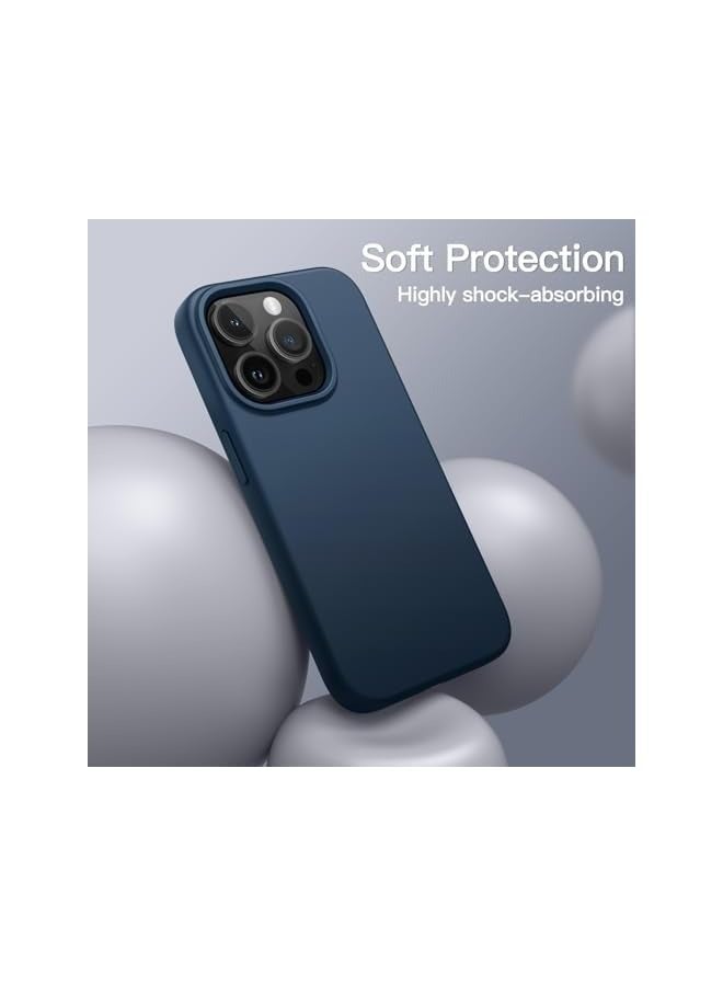 جي تيك حافظة JETech من السيليكون لهاتف iPhone 13 Pro مقاس 6.1 بوصة، حافظة هاتف واقية لكامل الجسم ذات ملمس حريري ناعم، غطاء مقاوم للصدمات مع بطانة من الألياف الدقيقة (كحلي) - Image 4