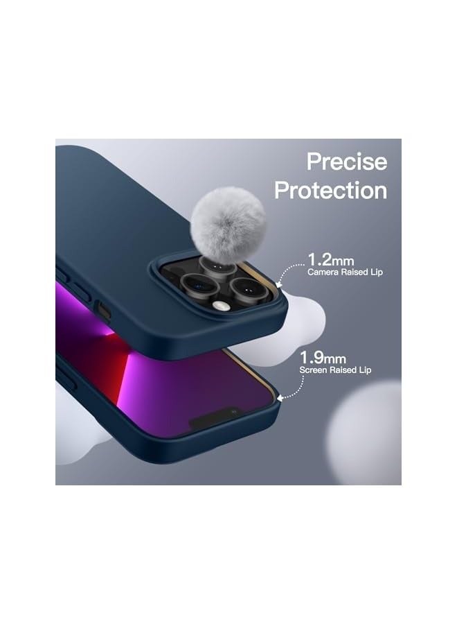 جي تيك حافظة JETech من السيليكون لهاتف iPhone 13 Pro مقاس 6.1 بوصة، حافظة هاتف واقية لكامل الجسم ذات ملمس حريري ناعم، غطاء مقاوم للصدمات مع بطانة من الألياف الدقيقة (كحلي) - Image 5