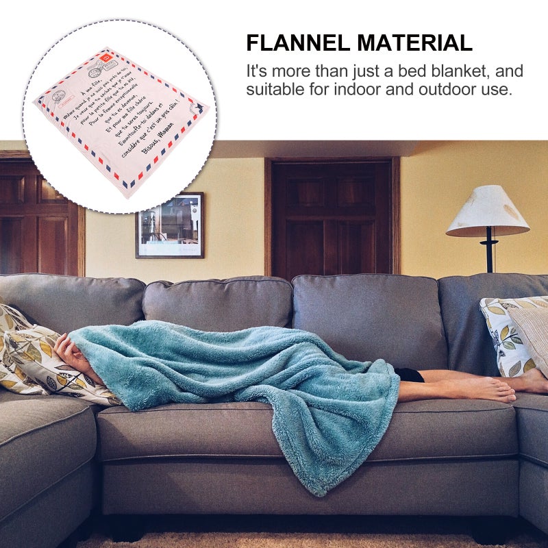 1Pc Letter Pattern Blanket Decorative Winter Blanket Warm Flannel Blanket - Image 5