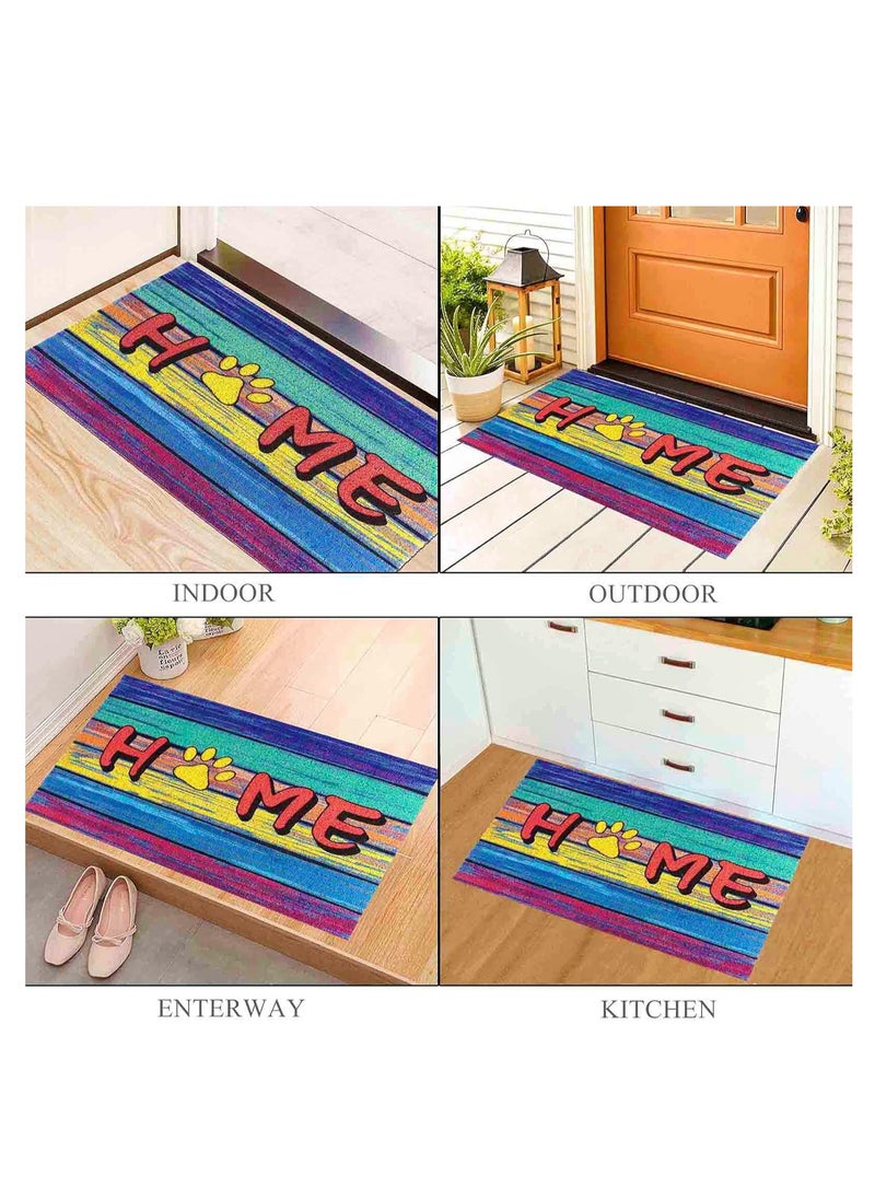Generic 40*60cm Home Rainbow Series Entrance Door Mat Porch Dust-proof Wear-resistant Floor Mat Home Entrance Stepping Mat Dog Paw Print (HOME-1)  - Image 3