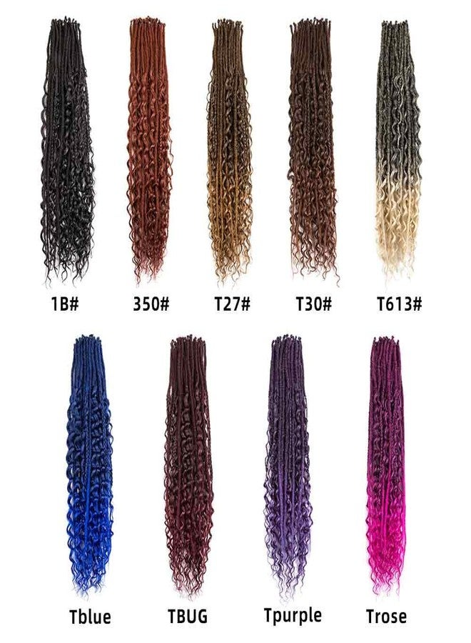 Lovenea 24 Inch 3 In 1 Synthetic Hair Dreadlock Extensions 30 Strands SE Dreads Extensions 100% Handmade Soft Single Ended Straight Curly Boho Wavy Dreads (1B/Blue#, 30S) - Image 5
