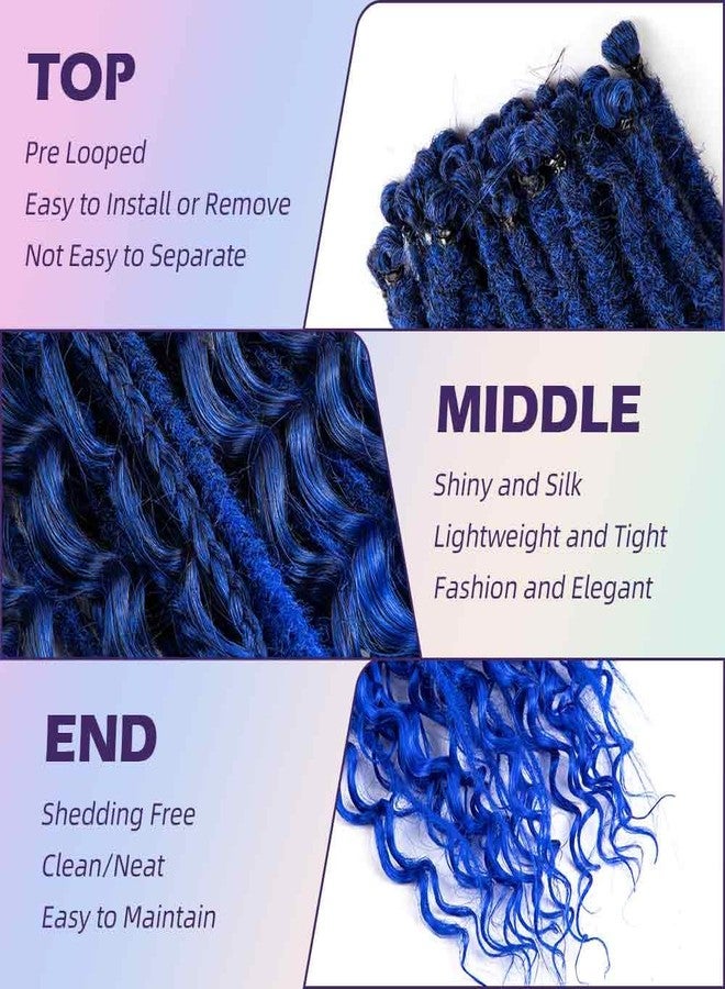 Lovenea 24 Inch 3 In 1 Synthetic Hair Dreadlock Extensions 30 Strands SE Dreads Extensions 100% Handmade Soft Single Ended Straight Curly Boho Wavy Dreads (1B/Blue#, 30S) - Image 3