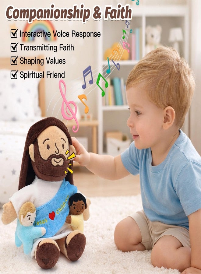 Yelakey 9" Talking Jesus Plush Doll for Kids, Jesus Loves Children Stuffed Doll for Church Easter and Baptisms Favors, Jesus Plushie with Interactive Voice & Bible Stories & Bible Verses - Image 3