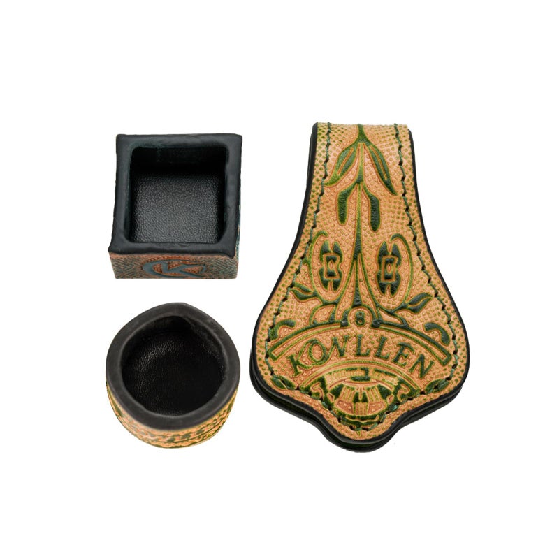 KONLLEN Leather Engraved Chalk Holder Magnetic Vegetable Tanned Leather Pool Cue Snooker Silent Billiard Accessories - Image 1