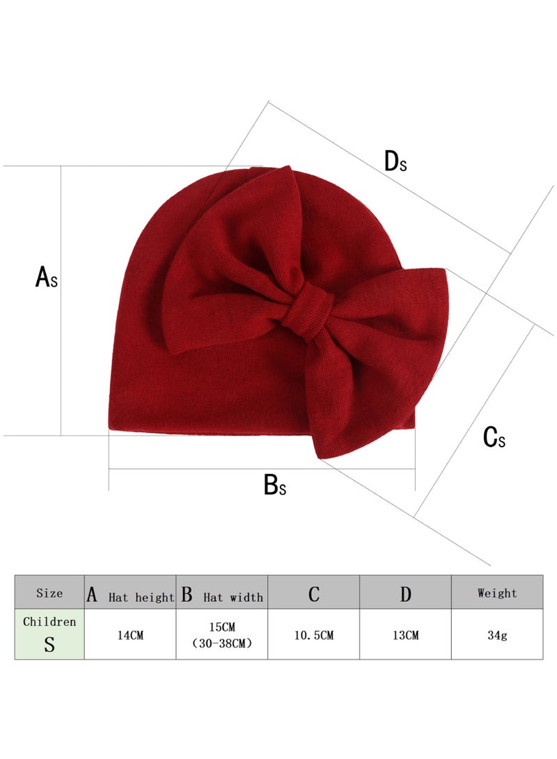 Newborn Bowtie Pullover Hat Purple Red  - Image 3