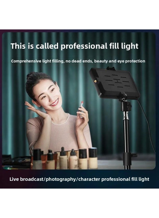 Generic - Supplementary Light Special Small Desktop Lighting For Live Photography Indoor Photo Layout Soft Light Professional Led Square Light-Specifications:Three-color Dimmable Soft Light-tilt Pole Tilt Bracket - Image 1