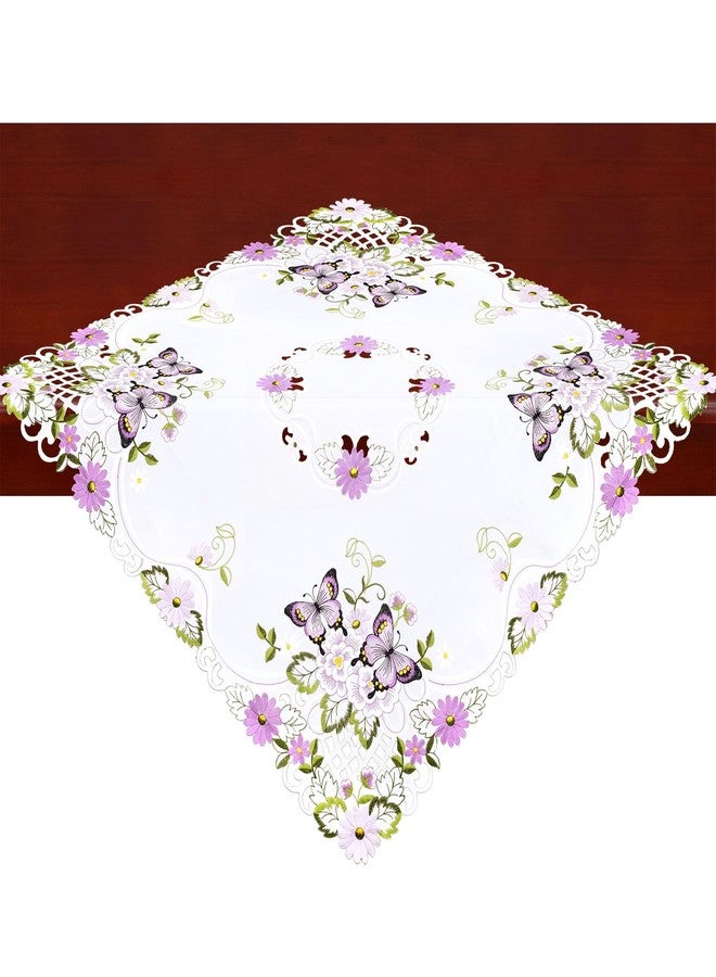 Simhomsen Embroidered Purple Butterfly Small Square Tablecloth Toppers (Butterfly) - Image 1