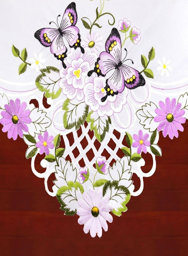 Simhomsen Embroidered Purple Butterfly Small Square Tablecloth Toppers (Butterfly) - Image 3