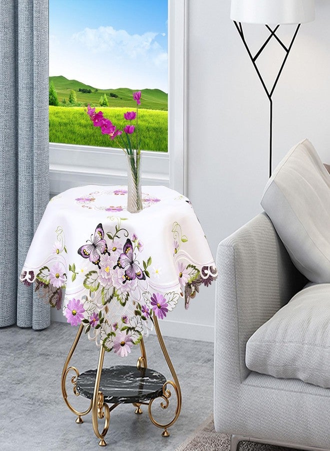 Simhomsen Embroidered Purple Butterfly Small Square Tablecloth Toppers (Butterfly) - Image 4