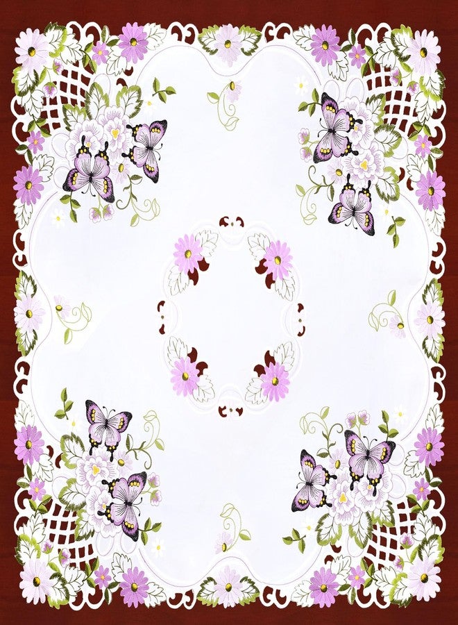 Simhomsen Embroidered Purple Butterfly Small Square Tablecloth Toppers (Butterfly) - Image 2