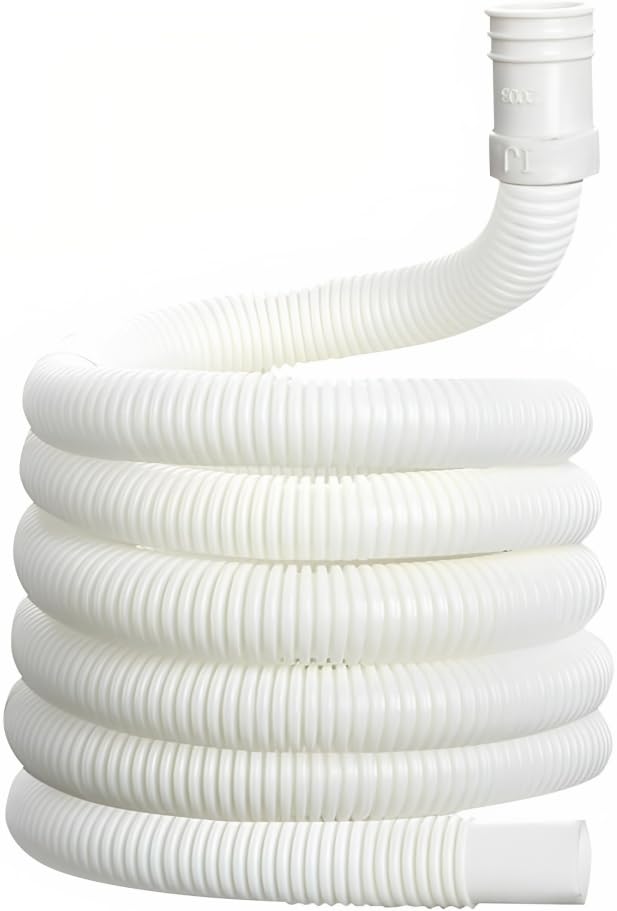 Episkey Washing Machine Drain Pipe Heavy Duty PVC Outlet Hose | Flexible & Leak-Proof Water Discharge Pipe | Universal Fit for All Washing Machines (White) (Outlet_3M) - Image 1