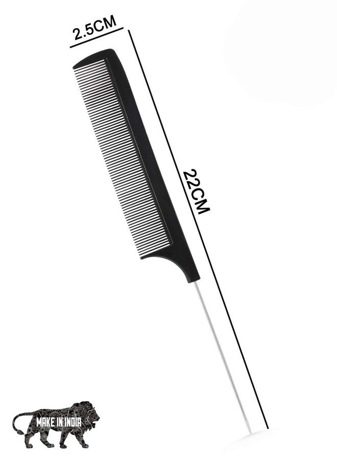 E-DUNIA Best Hair Brush Combo of Black Carbon Rat Tail comb With Steel handle & Paddle Hair Brush with Soft Nylon Bristles for Women and Men - Image 3
