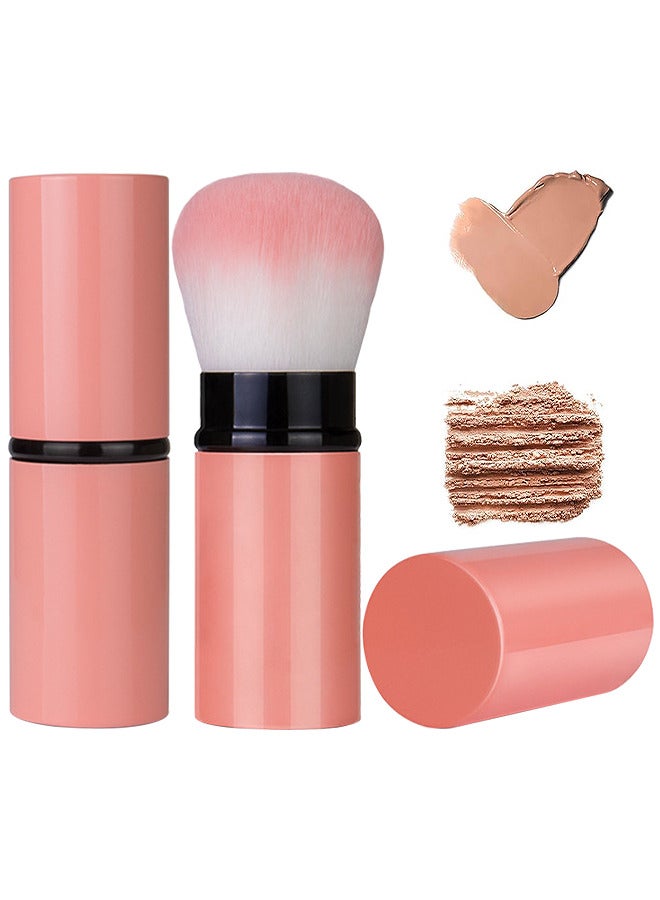 فرشاة مكياج ، فرشاة مكياج قابلة للسحب ، فرشاة أحمر الخدود للسفر ، فرشاة بودرة محمولة مع غطاء لأحمر الخدود ، برونزر ، تلميع ، مساحيق تجميل خالية من العيوب - Image 1
