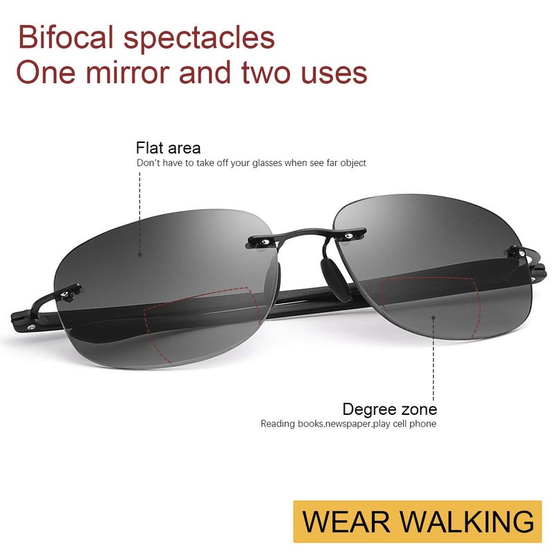 MIRYEA Rimless Bifocal Sunglasses +1.50 Strength Reading Glasses UV Protection Sport Sunglasses Anti Blue Light Sun Readers for Men and Women Outdoor Driving Safety Eyeglasses Tinted Lens Shades Eyewear - Image 4