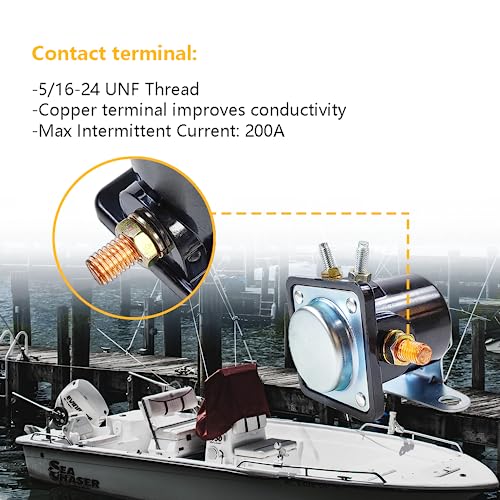 LLNSEAUTO 12V 4-Terminal Starter Solenoid Relay SS581 | Fit for Jeep Lincoln Mercury, Ford Bobcat Perkins, Johnson New Holland Volvo Penta Evinrude | OE# SS581T B-6A-11450A C6AF C7AF C3912 C9AF 50-430 (Black) - Image 4
