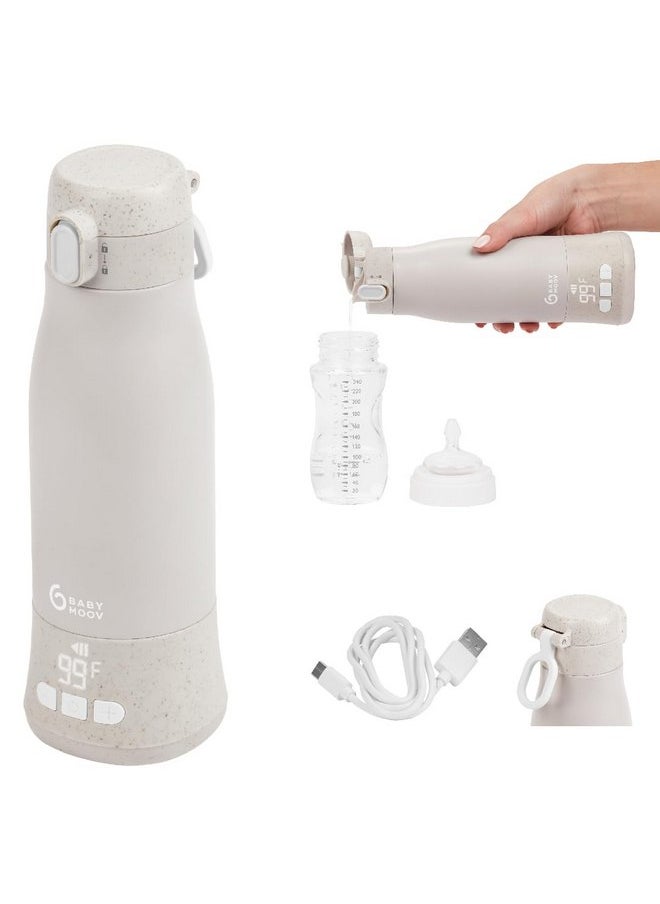 babymoov Moov & Feed Portable Cordless Bottle Warmer for Instant Water, Baby Formula, or Breast Milk with Large Capacity (11.5oz), Adjustable Temperature, and Fast USB Charging (Keeps Warm up to 7 Hours)  - Image 1