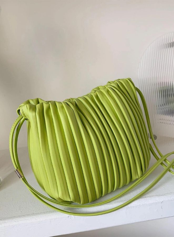 Minimalist Ruched Design Bucket Bag For Women, Green - Image 1