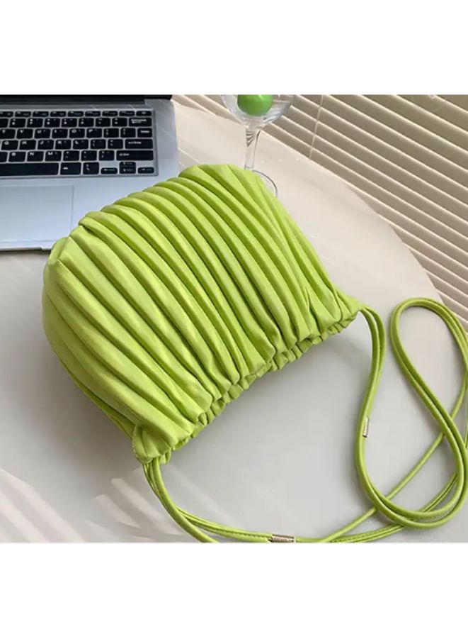 Minimalist Ruched Design Bucket Bag For Women, Green - Image 3