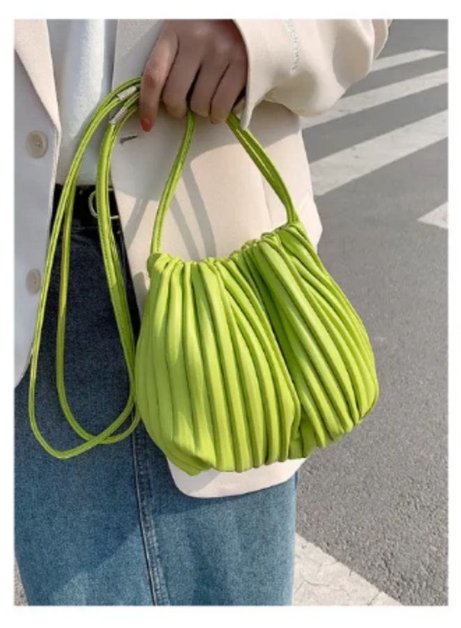 Minimalist Ruched Design Bucket Bag For Women, Green - Image 2