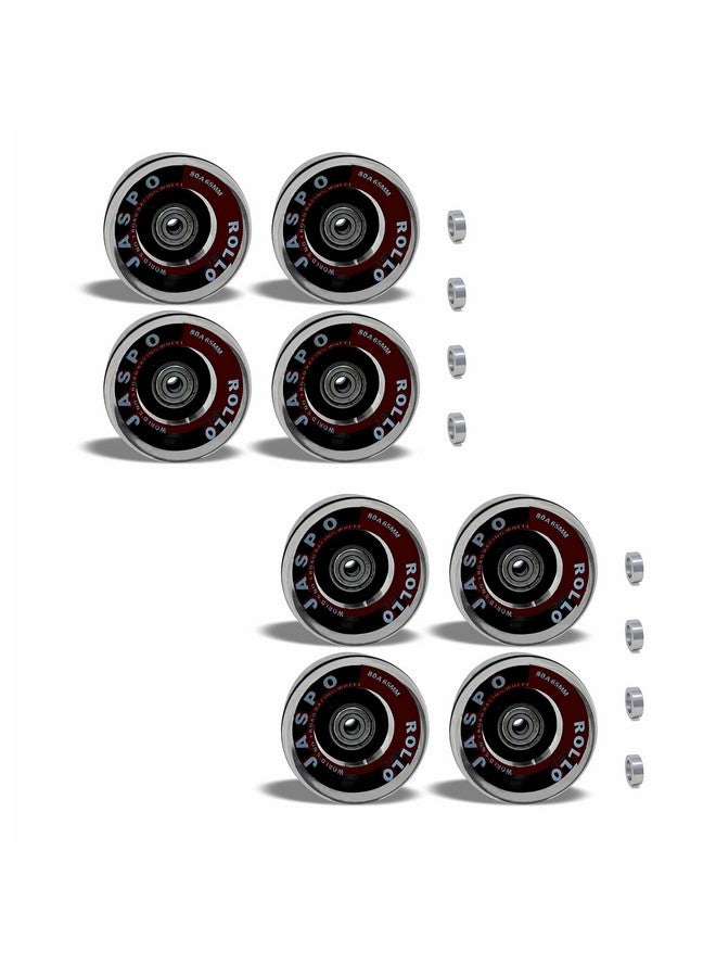 Jaspo Roller/Quad Skate, Inline Wheels Skate Wheels With Bearings Quad Skating And Skateboard Wheels Multipack (Roller Skate Wheels (Black) (65 Mm) - Pack Of 8)  - Image 1
