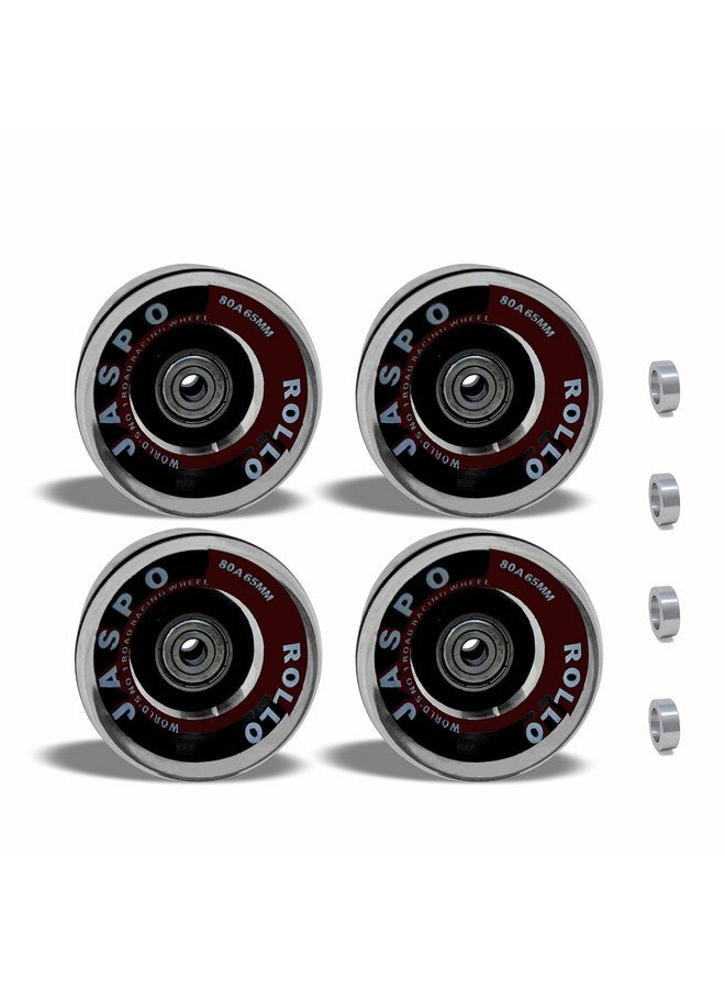 Jaspo Roller/Quad Skate, Inline Wheels Skate Wheels With Bearings Quad Skating And Skateboard Wheels Multipack (Roller Skate Wheels (Black) (65 Mm) - Pack Of 8)  - Image 2