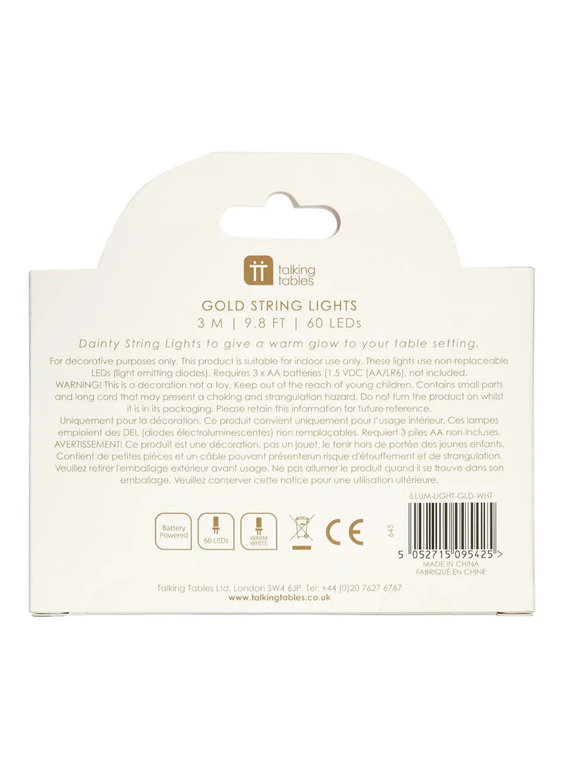 توكينج تيبلز Gold Wire Led Lights, 3m