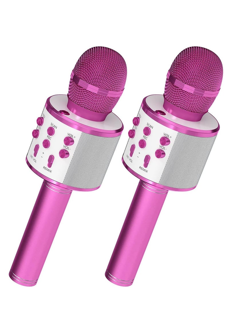 2 Pack Karaoke Microphone for Kids, Wireless Bluetooth Karaoke Microphone for Singing, Portable Handheld Mic Speaker Machine, Great Gifts Toys for Girls Boys Adults. (Purple) - Image 1
