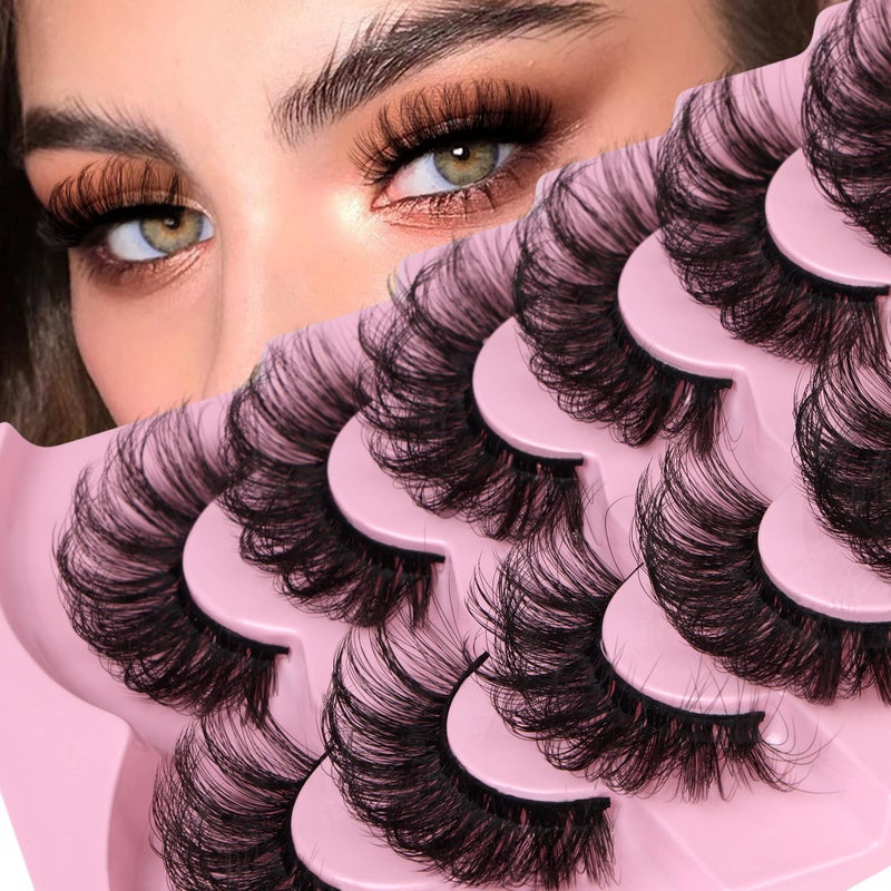 JIMIRE Lashes Mink Fluffy Dramatic Wispy False Eyelashes 20MM 6D Volume Crossed Strip D Curl Eye Pestaas Thick Soft Fake 7 Pairs Pack