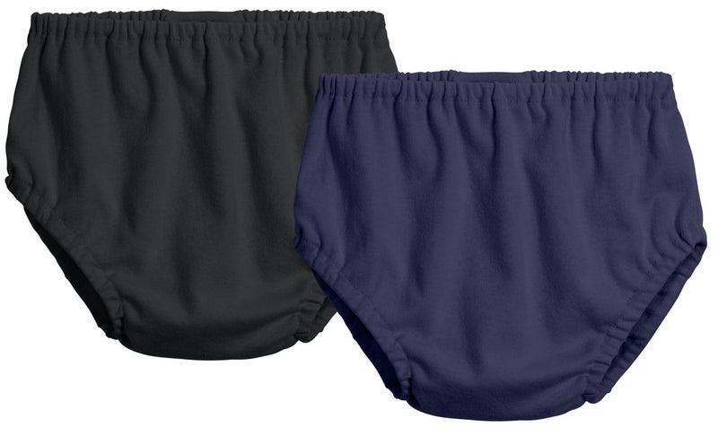 City Threads Made in USA 2-Pack Baby Girls and Baby Boys Unisex Diaper Covers Bloomers Soft Cotton, Black/Navy, Newborn - Image 1
