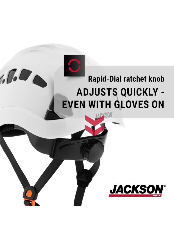 Jackson Safety Jackson Safety (White) - CH-400V Hard Hat, Industrial 'Climbing' Style, 6-pt. Suspension, Vented, White  - Image 4