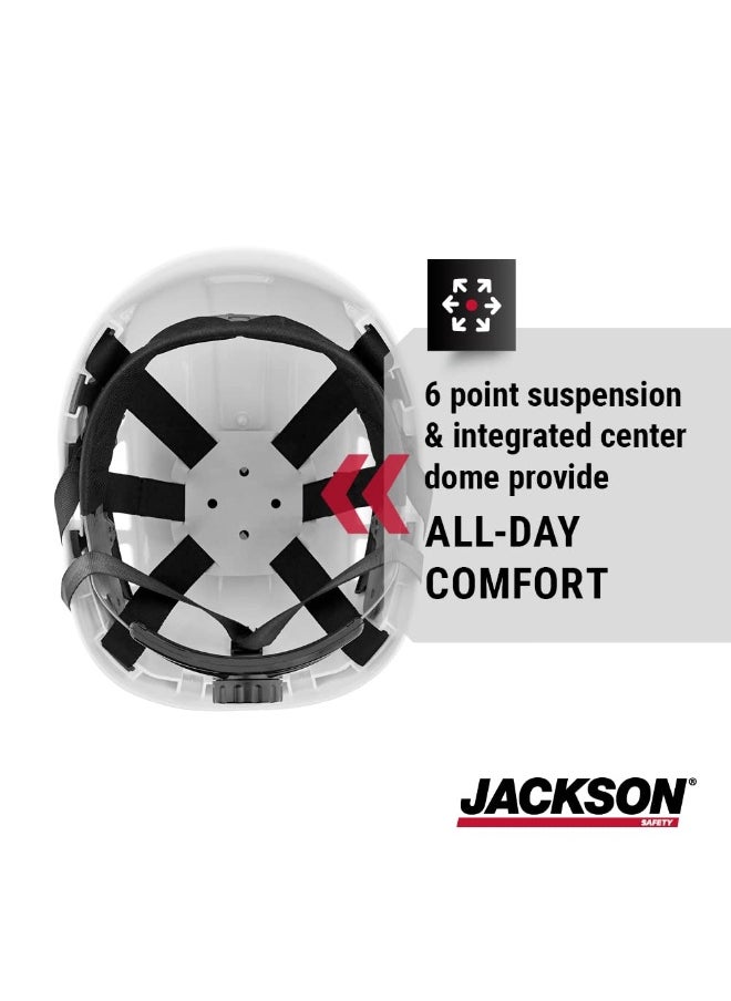 Jackson Safety Jackson Safety (White) - CH-400V Hard Hat, Industrial 'Climbing' Style, 6-pt. Suspension, Vented, White  - Image 3